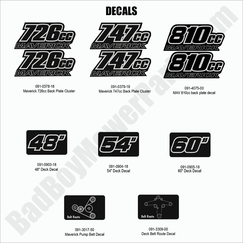 2803 - Bad Boy Mower Parts Lookup > 2022 > Maverick > Decals - 2